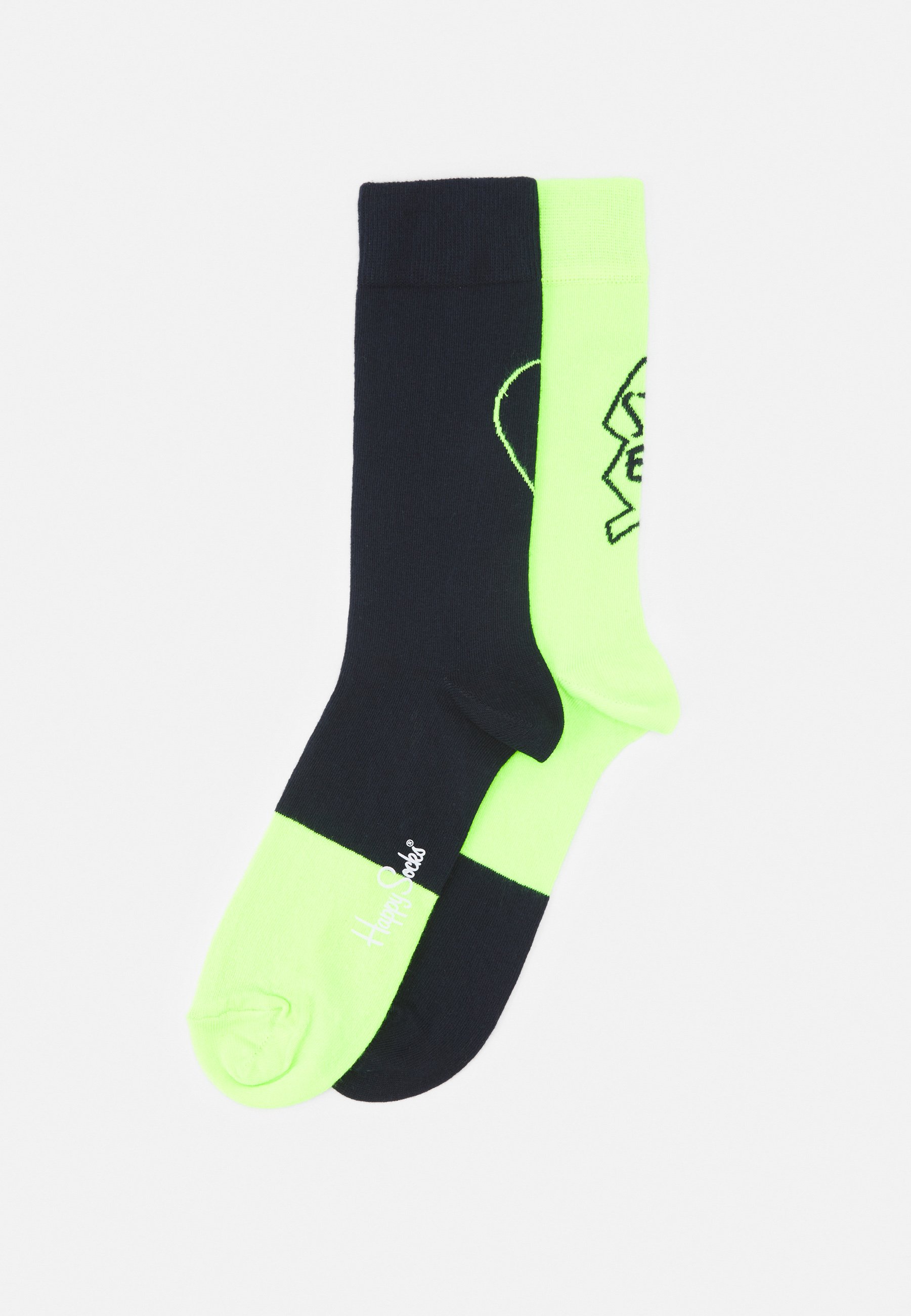 Happy Socks BESTIE 2 PACK UNISEX - Sokken - black/neon green/zwart - Zalando .nl