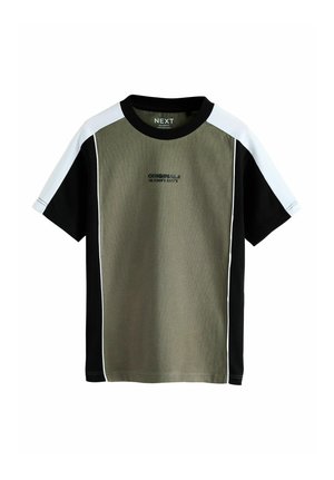 Next, REGULAR FIT - SPORT COLOURBLOCK SHORT SLEEVE T-SHIRT . - Print T-shirt - khaki white