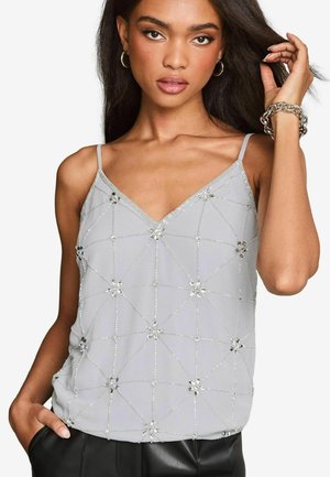 Lipsy REGULAR FIT - V NECK WITH SEQUIN DETAIL - Top - silver