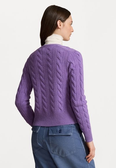 Polo Ralph Lauren CABLE KNIT WOOL CASHMERE CARDIGAN - Gilet - wisteria heather