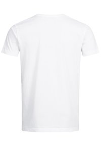 Hvid kortærmet t-shirt med rund hals, fremstillet af blødt bomuldsmateriale og med et enkelt, ensfarvet design uden grafik eller accenter.