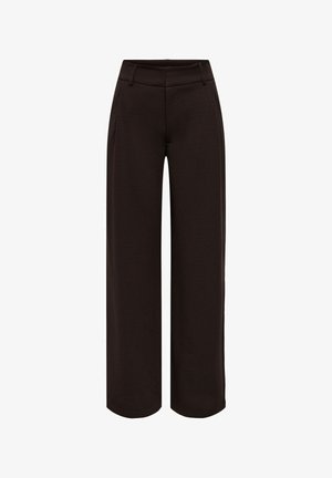 Schwarze, weit geschnittene Hosen mit hoher Taille, Gürtelschlaufen und Seitentaschen, entworfen für eine maßgeschneiderte Passform.