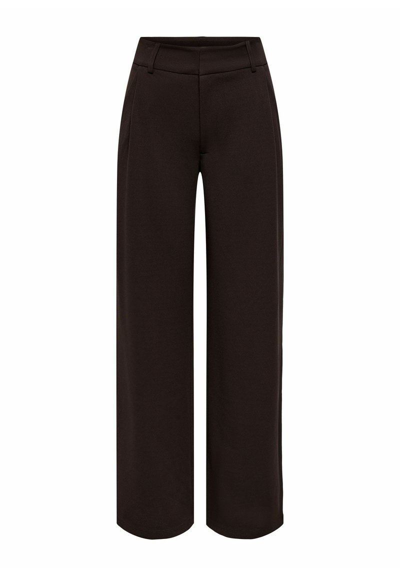 Μαύρο παντελόνι με φαρδιά μπατζάκια, ψηλόμεσο, με θηλιές για ζώνη και πλαϊνές τσέπες, σχεδιασμένο για εφαρμογή στυλ ραπτικής.