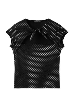 Stradivarius, POLKA DOT BOW T-SHIRT - T-shirt imprimé - black white
