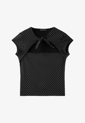 Stradivarius, POLKA DOT BOW T-SHIRT - T-shirt imprimé - black white