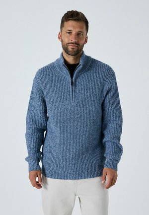REGULAR FIT -QUARTER ZIP NECK - Strickpullover - blue