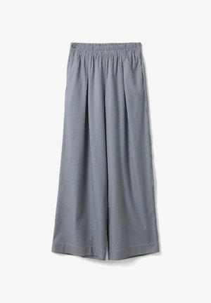 Les Copains, BLUE STRIPED PALAZZO TROUSERS WITH ELASTICATED WAIST - Pantaloni - white blue
