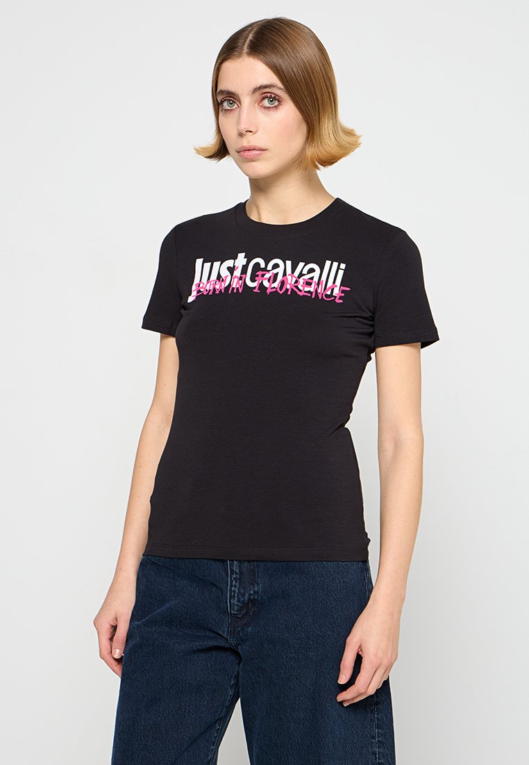 Just Cavalli T-shirt print zwart
