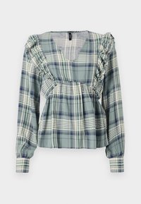 VMCAMILLO CHECK V NECK - Blouse - laurel wreath green