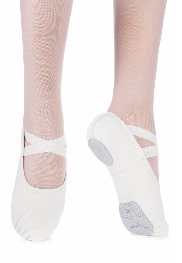 SCHLÄPPCHEN „BONNIE“ STRETCH, GETEILTE SOHLE – Tanzschuh – weiß