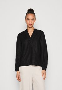 Marc O'Polo BLOUSE STAND UP COLLAR WITH V-NECK LONG SLEEVE - Tunika - black