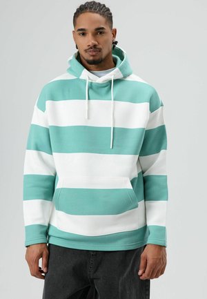 STRIPED - Hoodie - mint/ecru