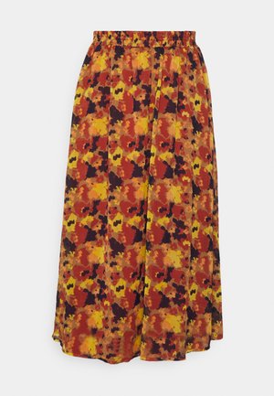 VILA VIFALIA MIDI SKIRT - Skladaná sukňa - toasted coconut/multicoloured