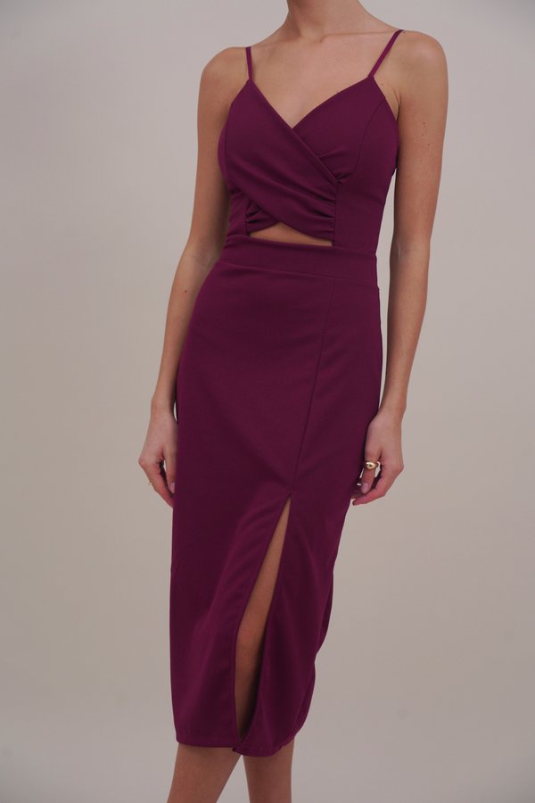 TINA CUT OUT DRESS - Cocktail dress / Party dress - aubergine3