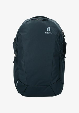 Donkerblauwe rugzak van een gladde, duurzame stof. Heeft een groot hoofdvak, een voorvak met rits en het logo duidelijk weergegeven.