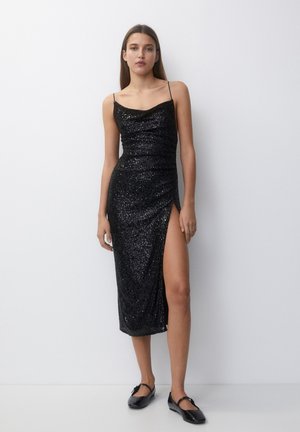 SEQUINNED WITH AN OPEN BACK-MIDI - Robe de soirée - black