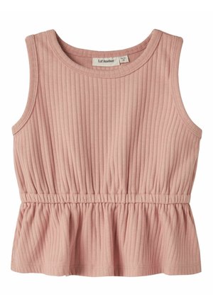 Haut rose sans manches en maille côtelée pour tout-petit avec encolure ronde et taille froncée, taille 1½-2 ans, marque Lil’ Atelier.