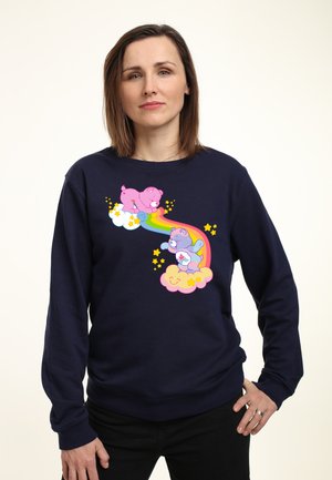 Marine sweatshirt met kleurrijke cartoonberen, een regenboog en wolken met sterren. Zachte, casual stof met een relaxed pasvorm.