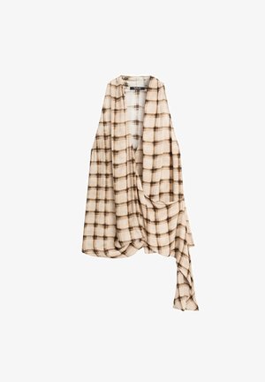 Massimo Dutti, FLOWING CHECK PRINT WRAP TOP - Top - brown