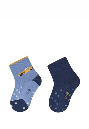 Sterntaler, ABS KRABBELSOCKEN 2ER PACK AUFZIEHAUTO UND UNI MIT INNENFROTTEE UNISEX - Socks - mittelblau