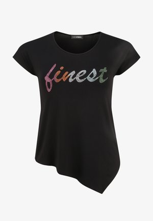MIT ASYMMETRISCHEM SAUM - Print T-shirt - schwarz