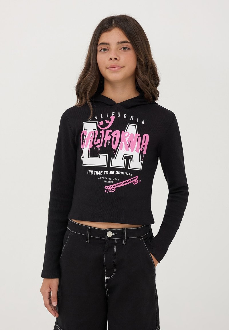 Terranova CROP CON COLLEGE Felpa con cappuccio nero