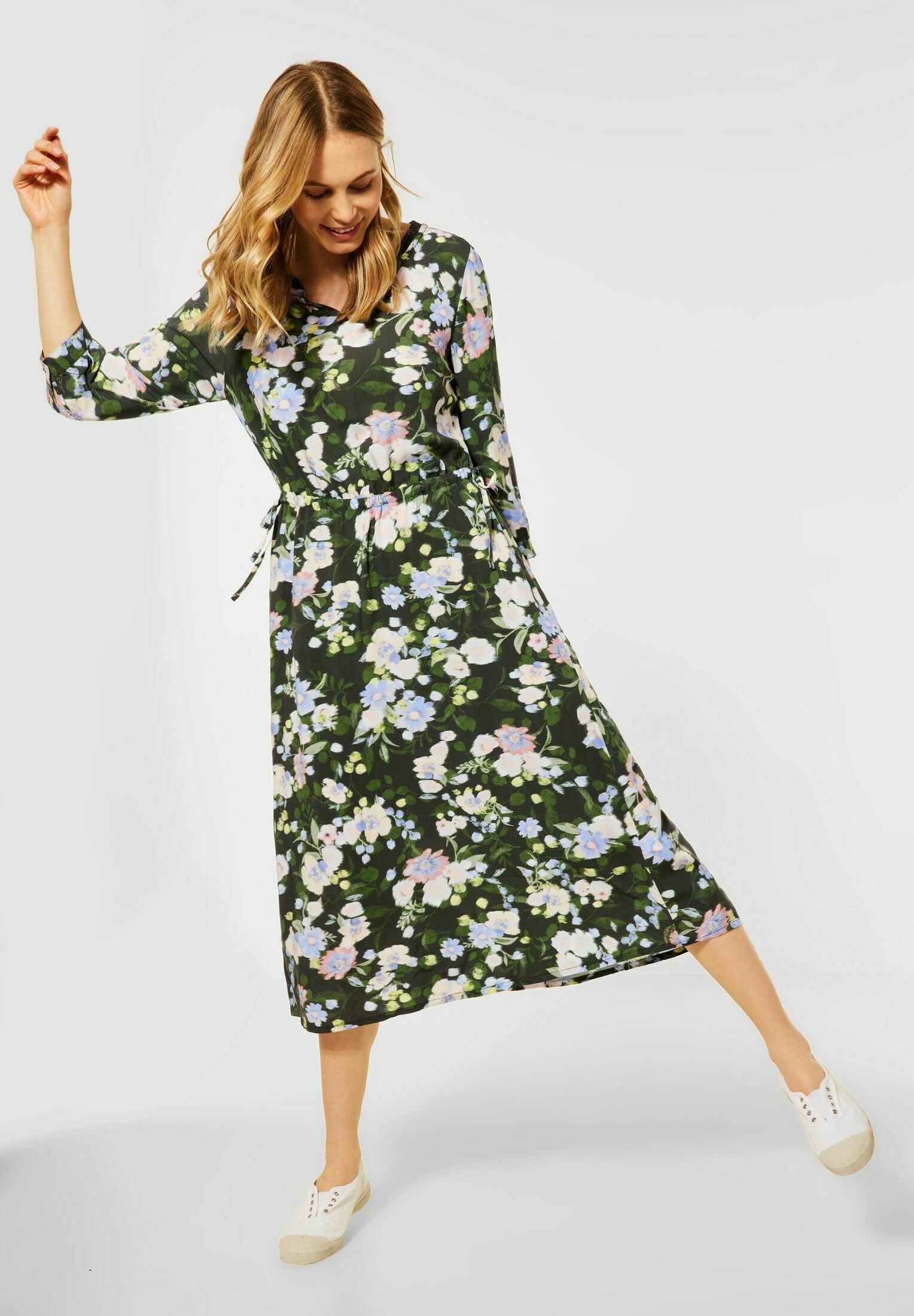 Cecil Blumen Print Freizeitkleid Grun Oliv Zalando De 