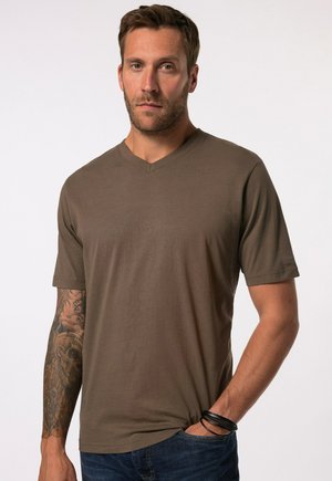 GROSSE GRÖSSEN REINE V-AUSSCHNITT - Basic T-shirt - classic brown-gray