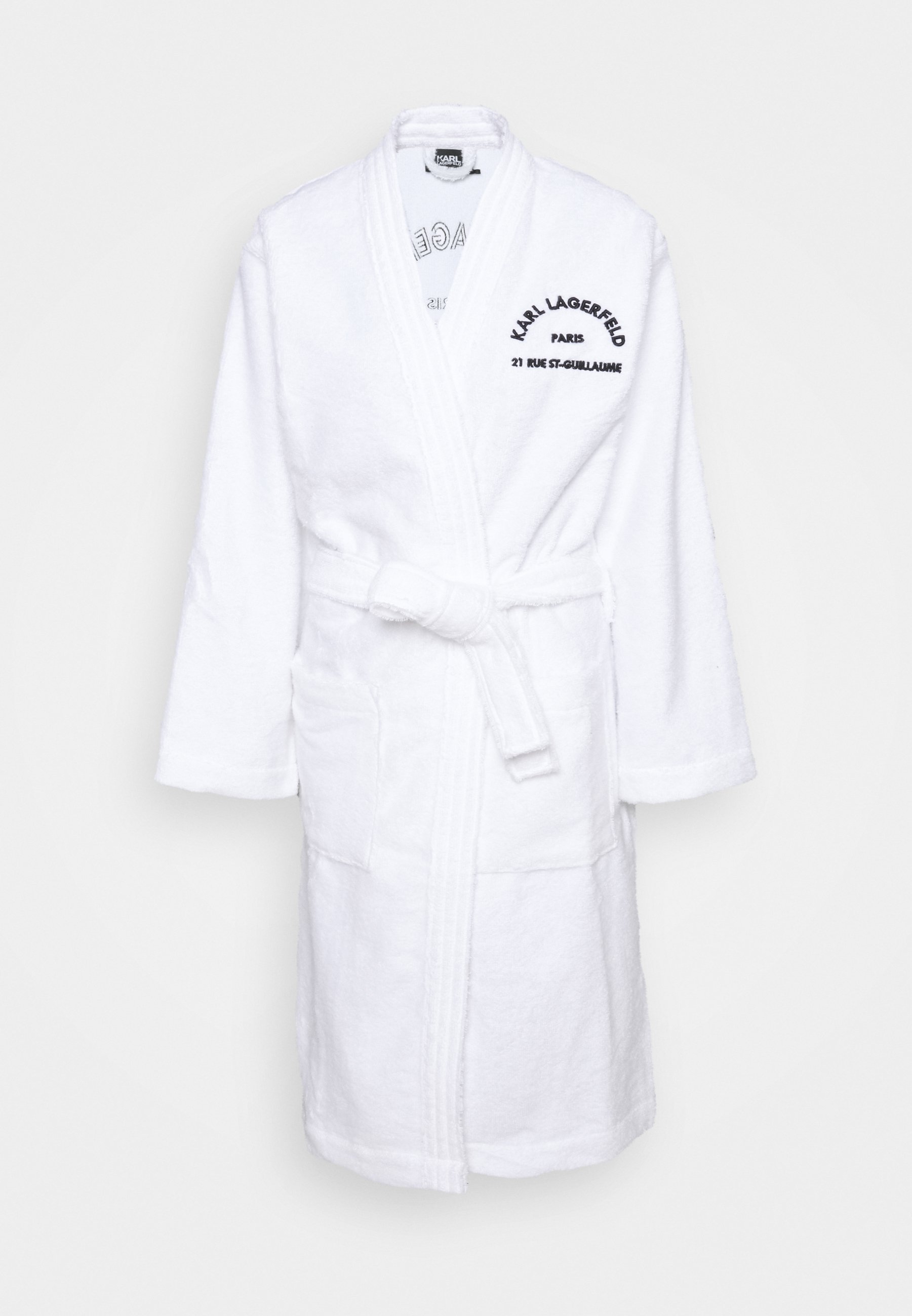 KARL LAGERFELD ADDRESS LOGO BATHROBE Peignoir white blanc ZALANDO.BE