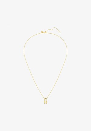 Guld kæde halskæde med et minimalistisk design og en "18" vedhæng. Glat tekstur, delikate led og en lås bagpå.