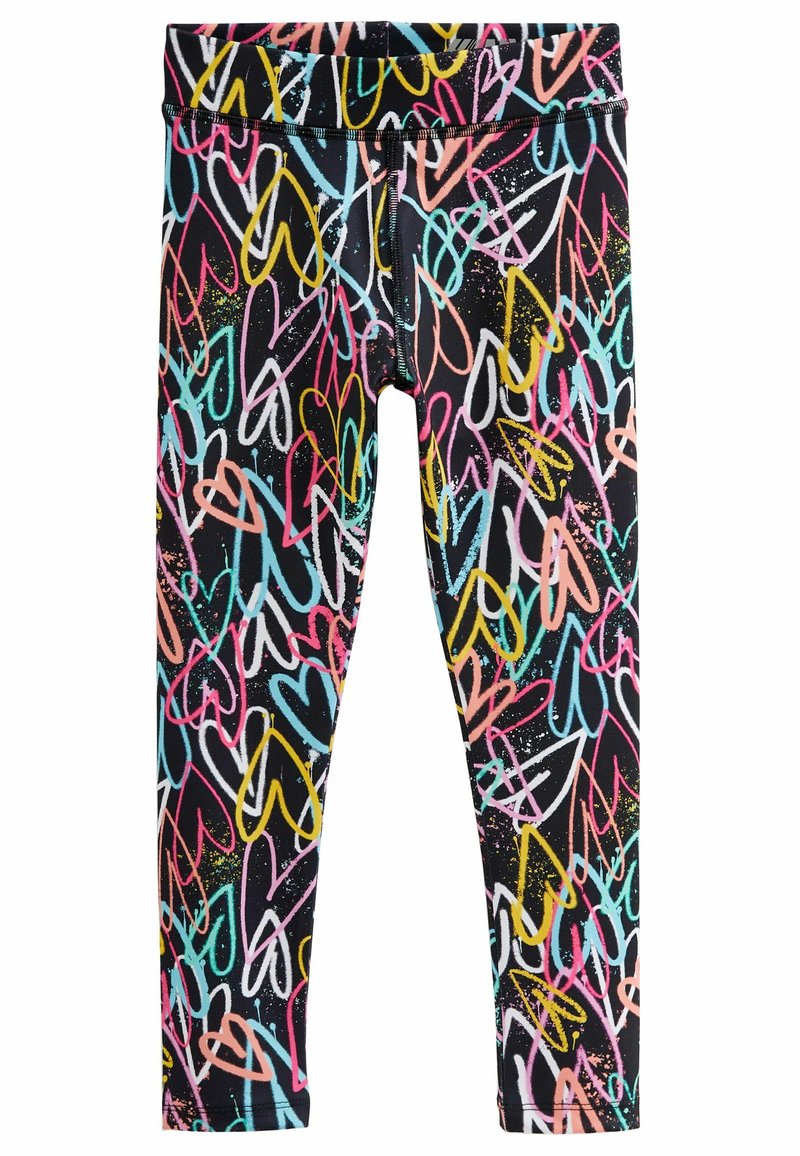 Next SPORTS LEGGINGS Leggings black/pink heart printed/nero