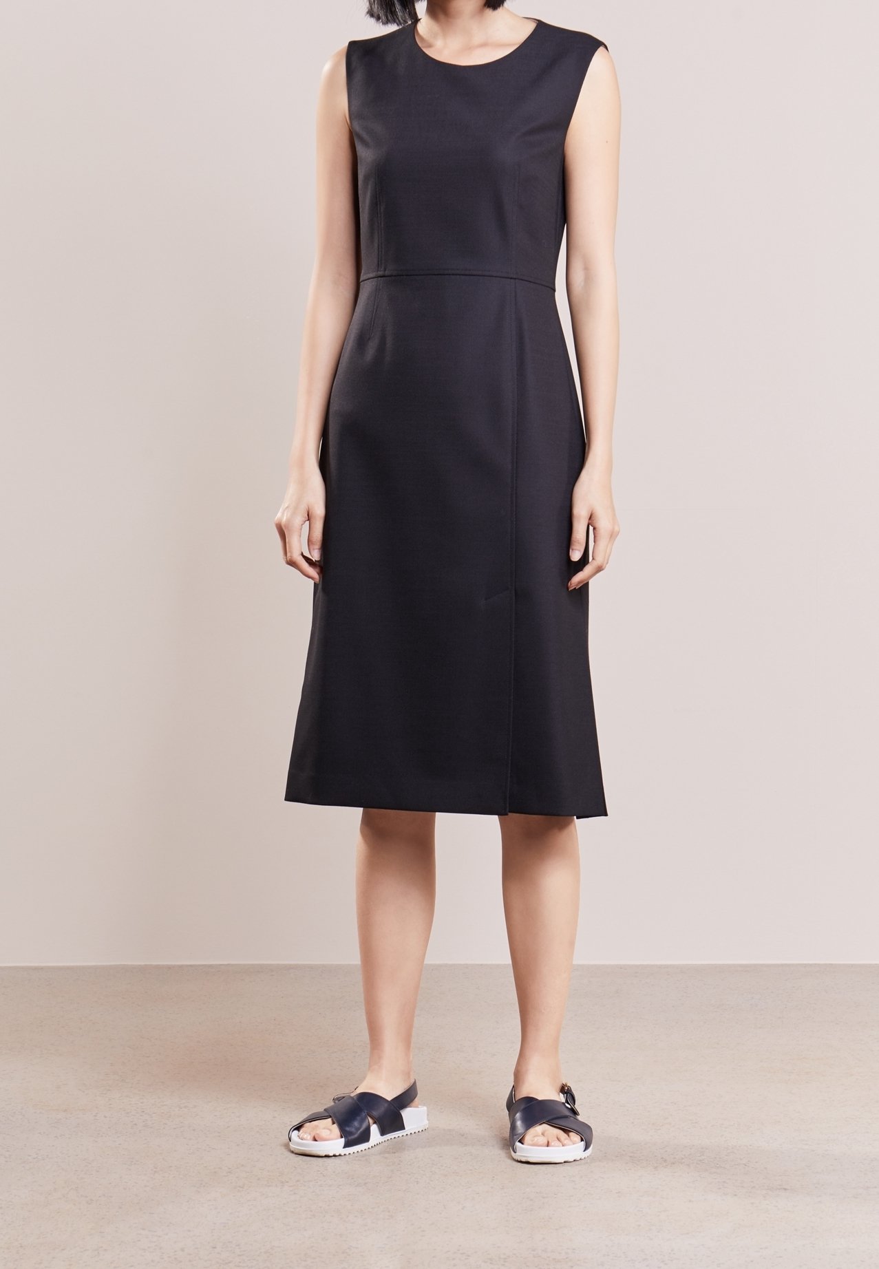 shoes to wear with black sequin dress SOLD Jil Sander Black Crepe Sheath Dress with Peek A Boo Back – Palm Beach  Vintage