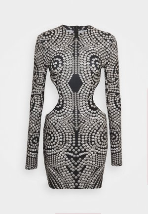 Norma Kamali LONG SLEEVE MINI CUT OUT DRESS - Robe en jersey - silver-soloured