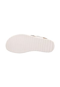 Witte rubberen schoenzool, kenmerkend door een ribbelachtige textuur met uitgesproken groeven en een glad, vlak oppervlak. Maat gemarkeerd als 37.