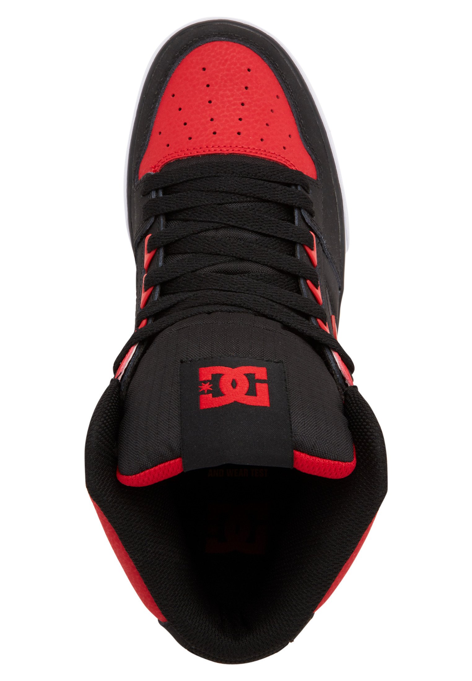 red and black skate shoes