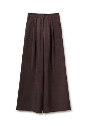 United Colors of Benetton, LONG TROUSERS WITH PLEATS, WIDE LEG FIT, SLANTED POCKETS... - Trousers - brown