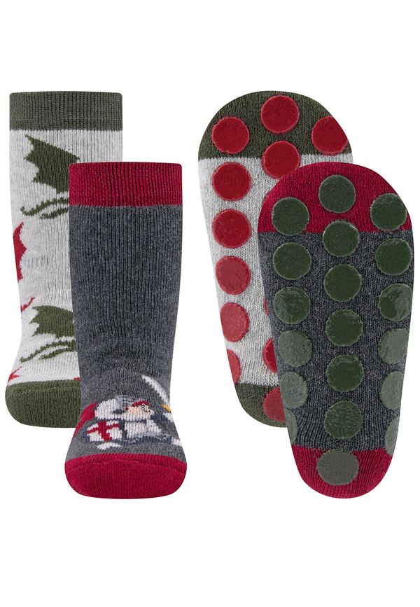 ABS 2ER PACK DRACHE - Socken - sweater grau melanthrazit me