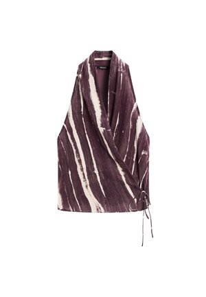 Massimo Dutti STRIPE PRINT CROSSOVER HALTER - Top - lilac