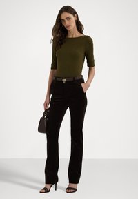 Lauren Ralph Lauren STRETCH COTTON BOATNECK TEE - Tricou basic - botanic green
