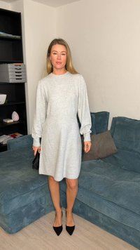 VILA VILARA O NECK SHORT DRESS - Džemperkleita - light grey melange