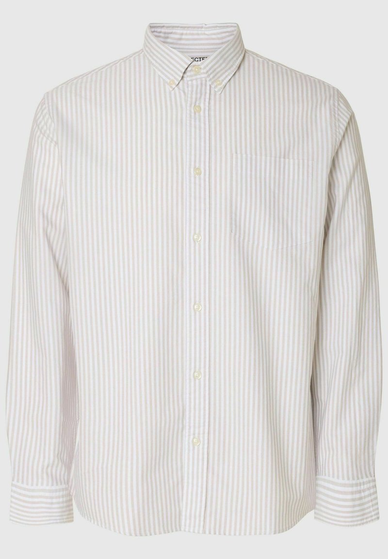 Selected SLHSLIMNEW NOOS - Camicia - pure cashmere/beige screziato