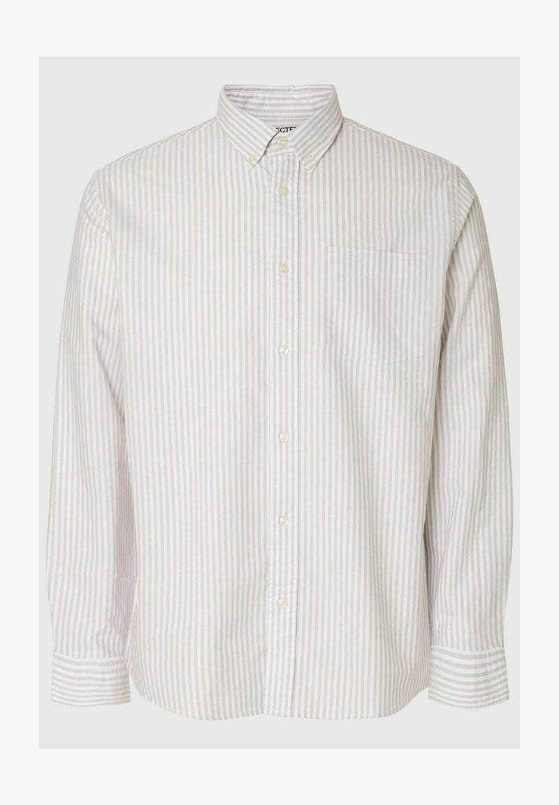Selected SLHSLIMNEW NOOS - Camicia - pure cashmere/beige screziato Selected SLHSLIMNEW NOOS - Camicia - pure cashmere/beige screziato