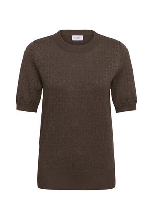 Saint Tropez, MILASZ NEEDLEDROP SS PULLOVER - Tričko s potlačou - major brown melange