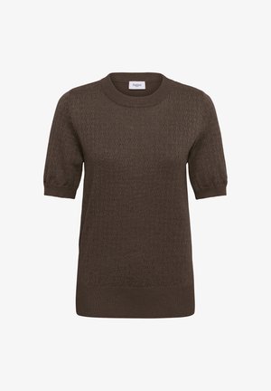 Saint Tropez, MILASZ NEEDLEDROP SS PULLOVER - Trükipildiga T-särk - major brown melange