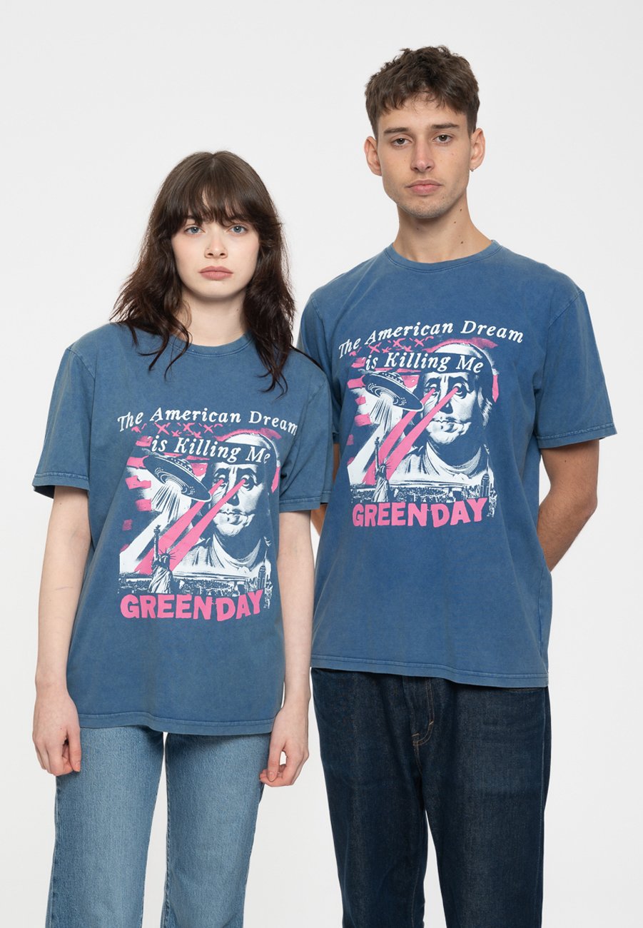 Official Queen Classic Crest Raglan T-Shirt - Navy & Denim Blue Band Tee With Contrast Sleeves