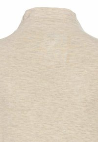 Beige Rollkragenpullover aus einem weichen, strukturierten Stoff. Einfaches Design mit hohem Kragen. Keine sichtbaren Muster oder Akzente.