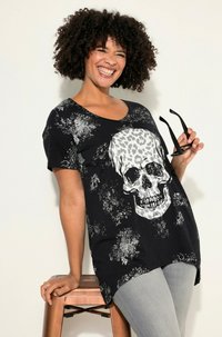 Angel of Style LEO TOTENKOPF V AUSSCHNITT HALBARM - Triko s potiskem - black