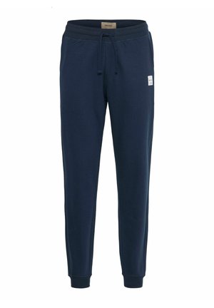 Mornarskoplave sportske hlače od mekanog pamuka, s elastičnim pojasom s uzicom, suženim nogavicama i malom oznakom s logom sa strane.
