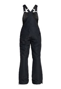 Pantalones de jardinero negros hechos de un tejido duradero, con tirantes ajustables, un panel trasero texturizado y bolsillos con cremallera para mayor utilidad.