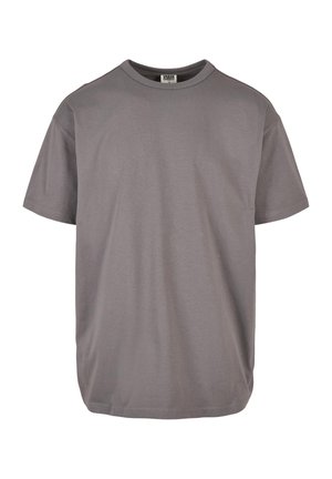 Schlichtes graues T-Shirt mit kurzen Ärmeln und Rundhalsausschnitt, leicht locker geschnitten, dargestellt auf weißem Hintergrund.